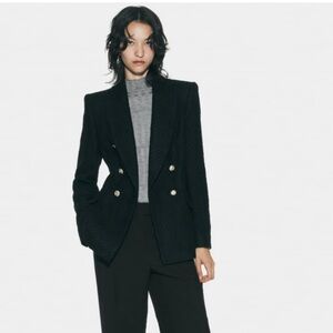 Zara Black Blazer Jacket with Tailored Fit